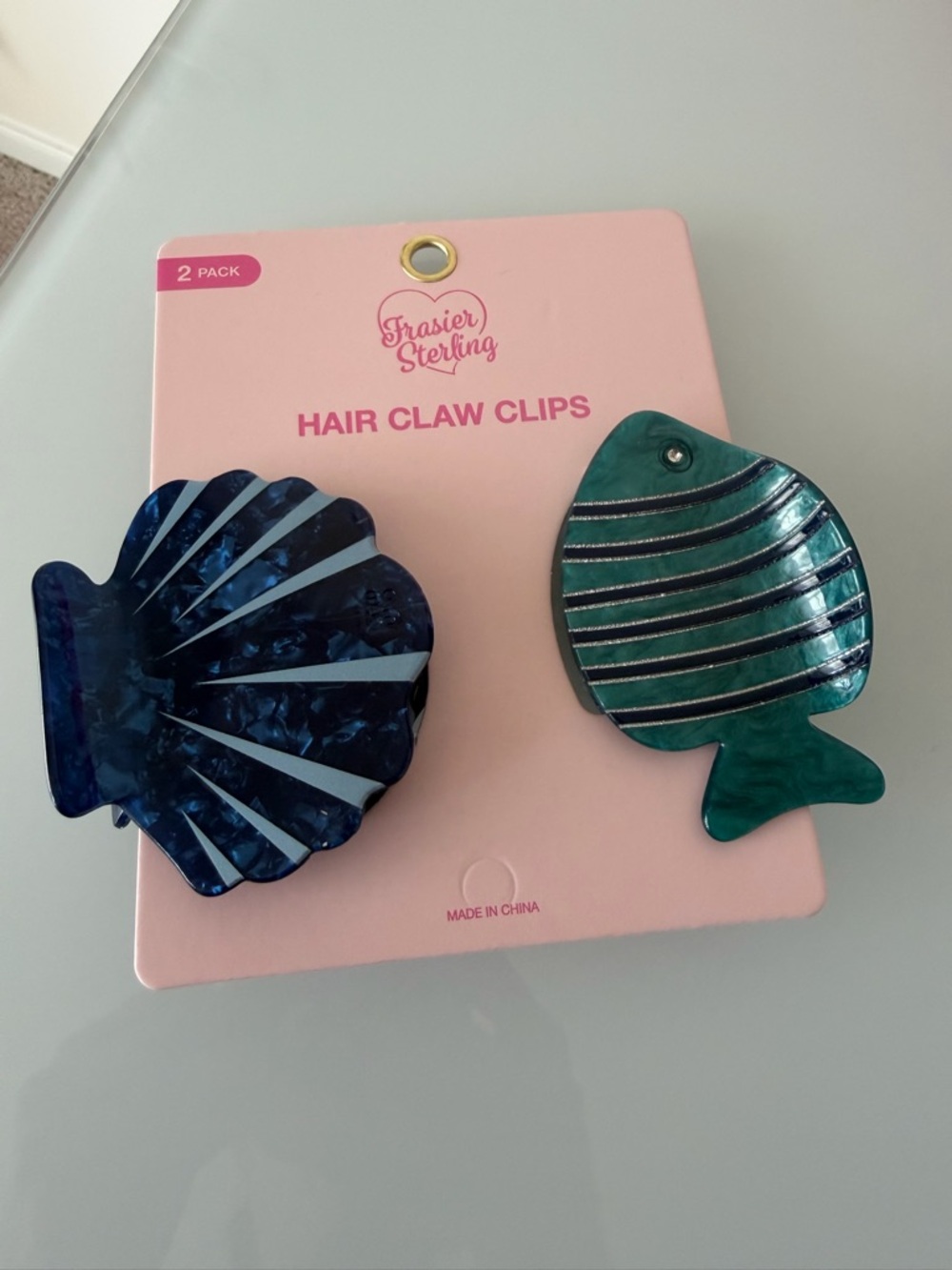 Frasier Sterling Hair Claw Clips - Blue Shell & Teal fish set